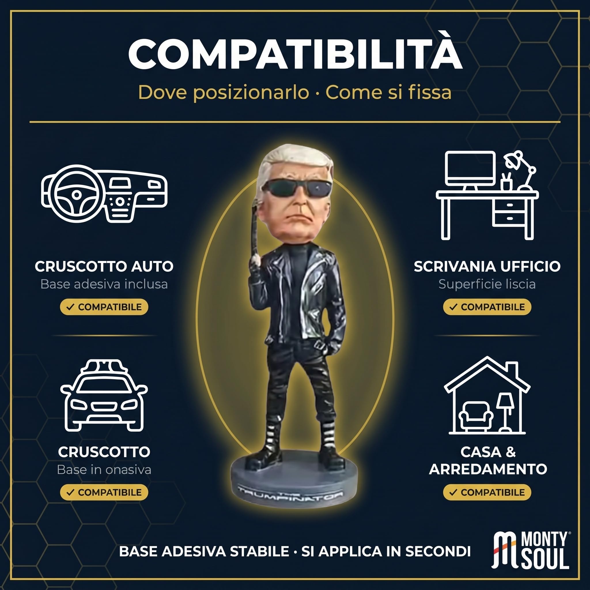 Figura de Donald Trump - Decoración divertida para salpicadero, gadget para coche y oficina, accesorio agradable para coche y regalo original para hombre y mujer (versión 5)