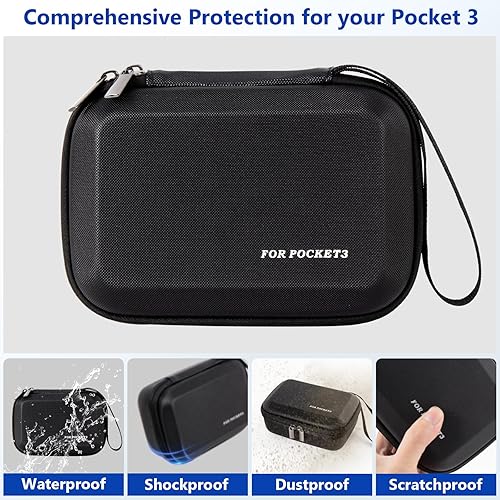 Miniatura 3 de JISONCASE Osmo Pocket 3 - Funda protectora portátil, funda impermeable de viaje para DJI Osmo Pocket 3 Creator Combo Accesorios para cámara (negro)