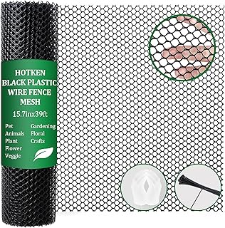 Plastic Wire Fence Mesh Roll, Sturdy Plastic Chicken Wire Mesh, Versatile Animal Fencing Barrier, Garden Netting Solution to Pet, Poultry, Dogs, Cats, Crafts and Gardening(Black, 15.7INx39FT)