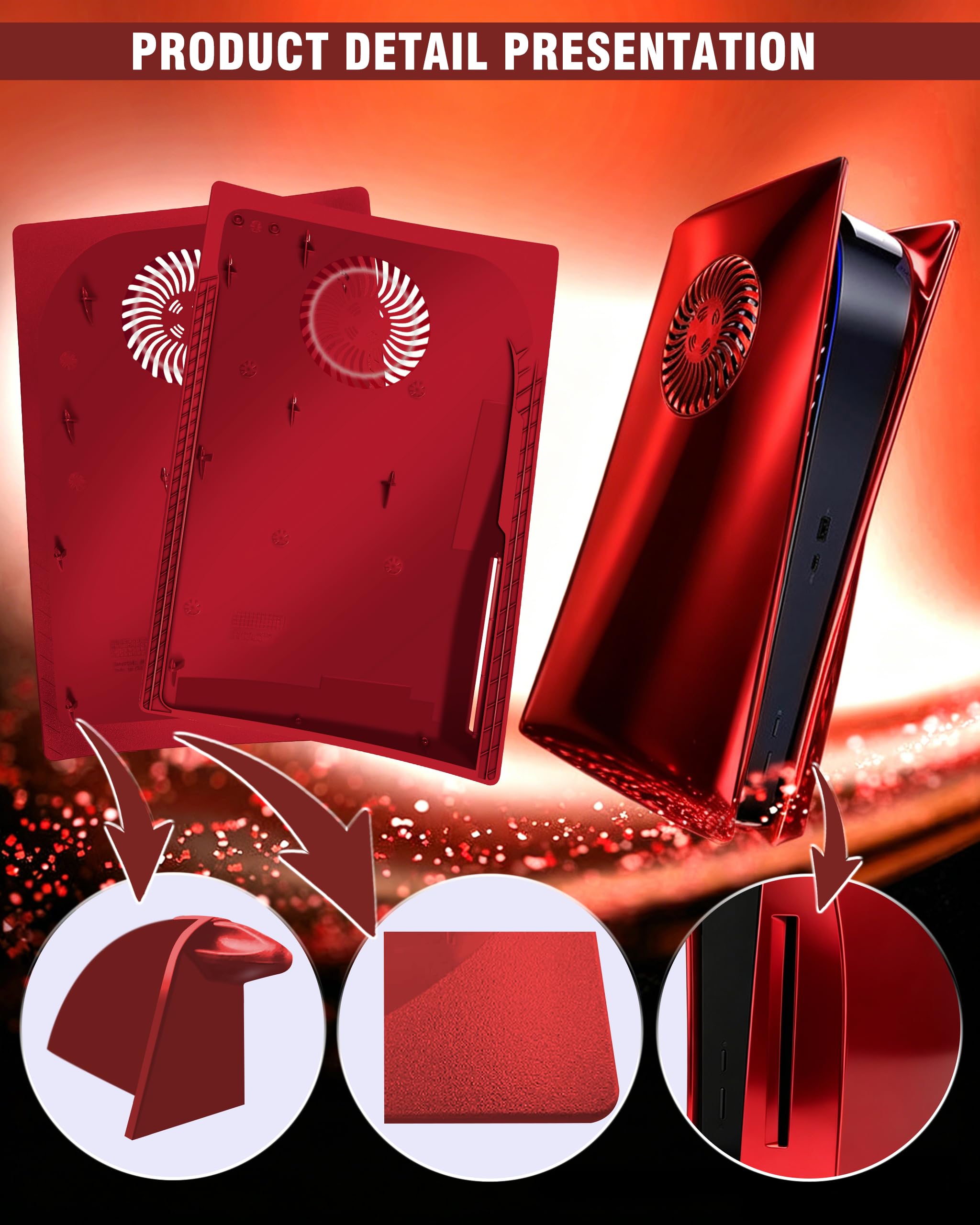 Joso Glossy Style Faceplate per PS5 Disc Edition, cover Skin Fit per console PS5 (CD-ROM) con raffreddamento Vent, piastre per accessori PS5