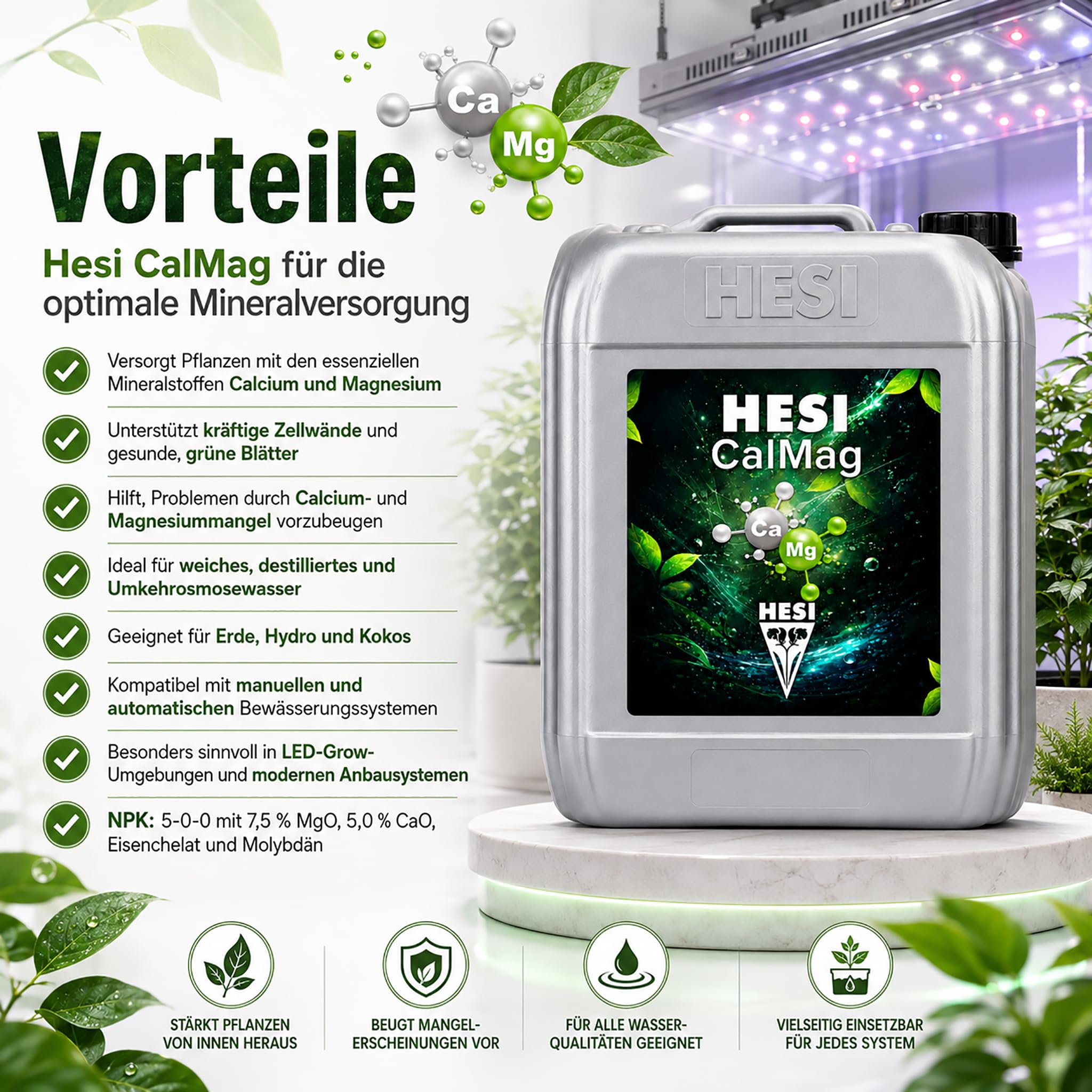 ECI Bundle HESI CalMag 10 Liter Calzium-Magnesium-Dünger Perfekte Grow Mineralbalance inkl. ECI Pipette