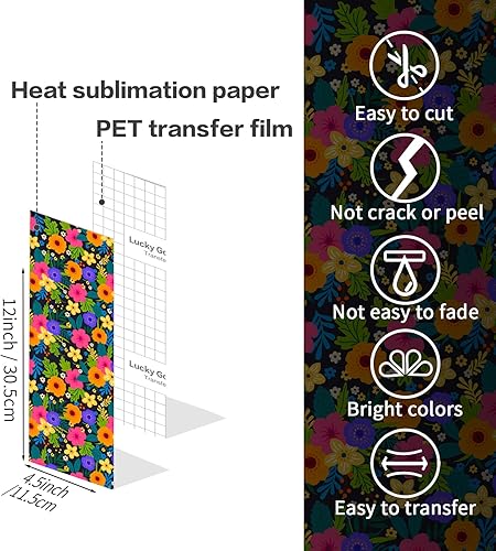 Miniatura 4 de Hojas de tinta de transferencia infusible floral para vasos, camisetas en blanco, papel de transferencia de sublimación para Cricut Maker Explore