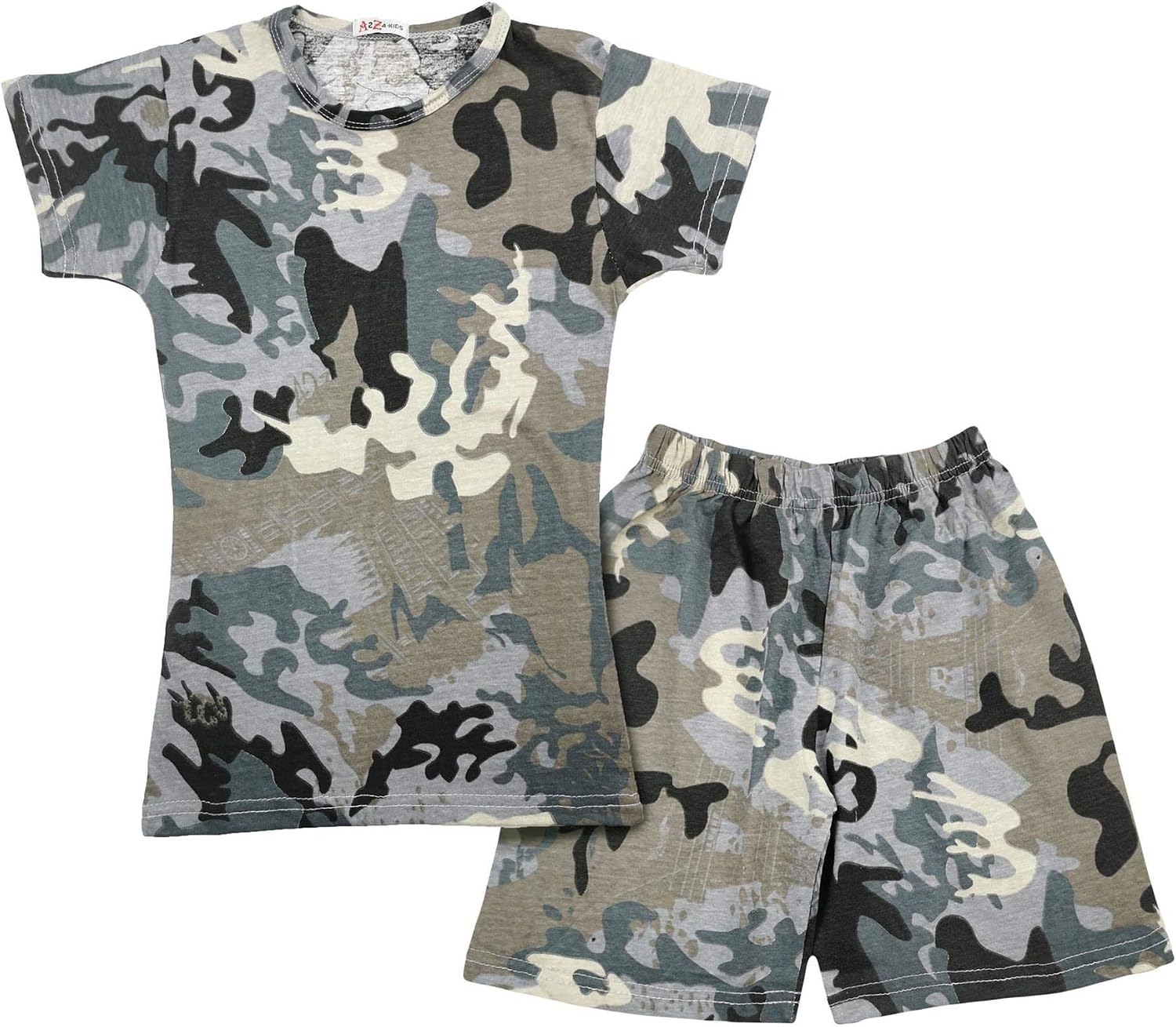 A2Z 4 Kids Girls T-shirt Top Shorts Set Camouflage 100% Cotton Short Sleeves T Shirt Summer Outfit Lightweight 2 Piece Sets
