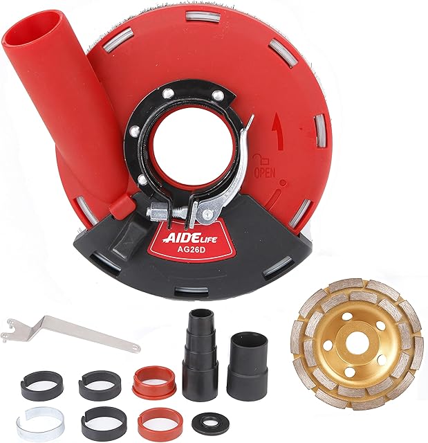 Aidelife Surface Grinding Dust Shroud for Angle Grinders 115mm/125mm+Diamond Grinding Cup Wheel 125mm