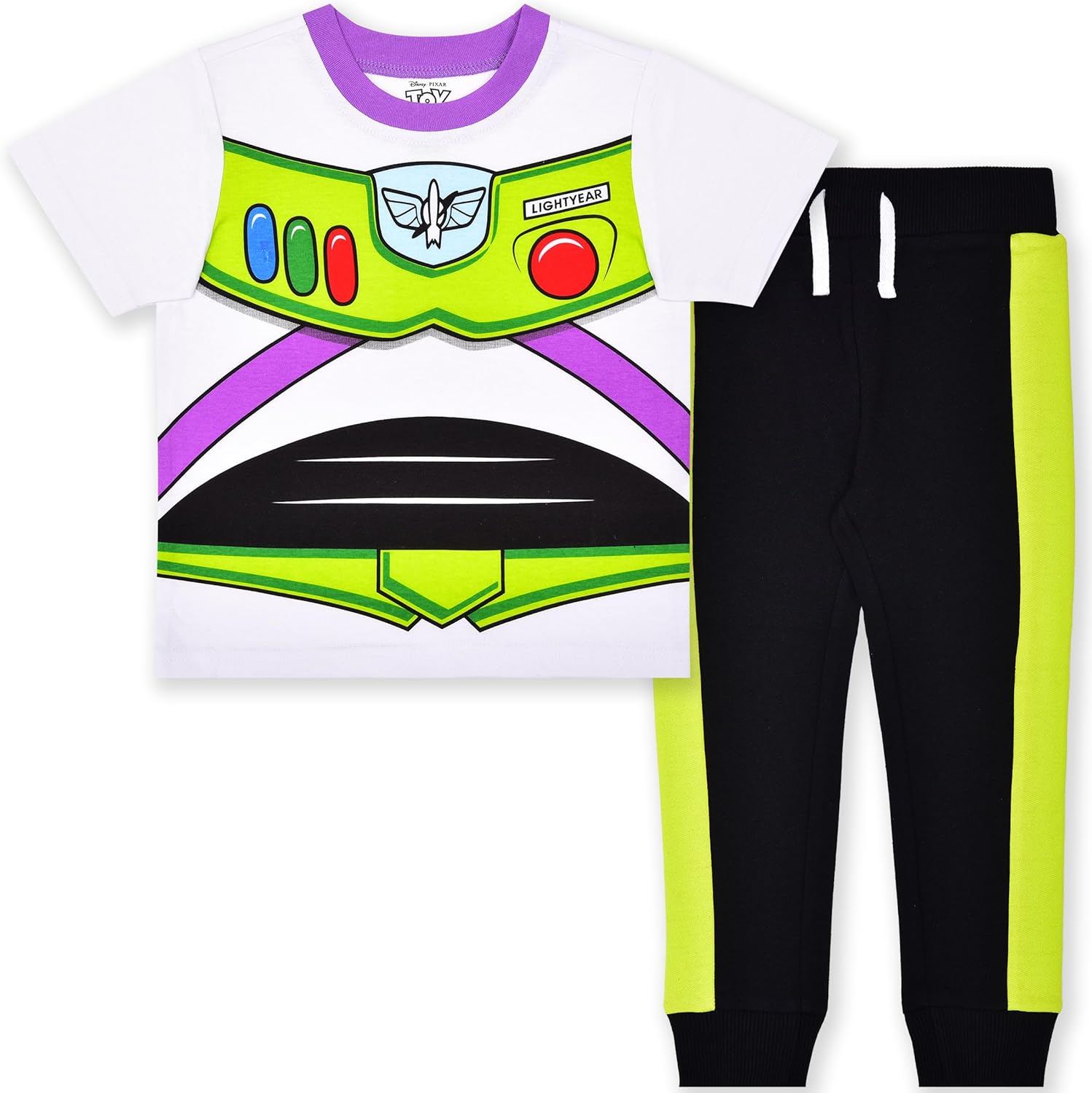 Disney Toy Story Woody and Buzz Lightyear Boys Short Sleeve T-Shirt and Pants Set for Toddler and Little Kids