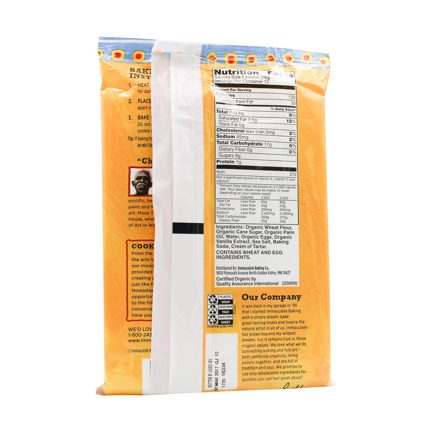 Immaculate Baking Organic Vanilla Sugar Cookie, 12 oz