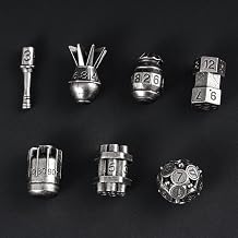 cusdie 7-Die Creative Metal Dice Set DND Dice Set for TTRPG Dungeons and Dragons Role Playing Dice Games RPGsNickel