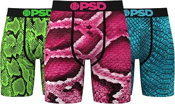 PSD Underwear Mens Boxer Briefs - Animal Print, Standard Length Packs and Singles, Soft & Breathable Boxer Briefs for Men