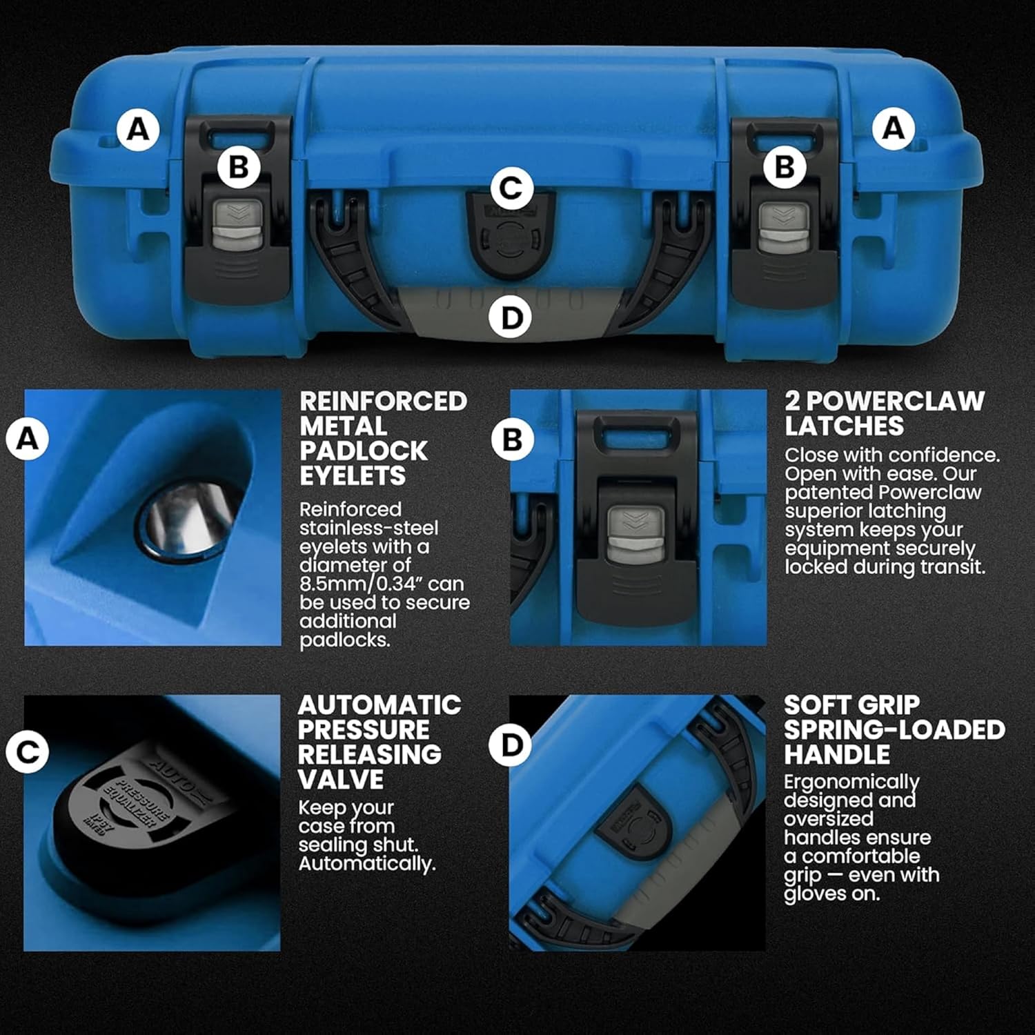 NANUK 910 Hard Case with Customizable Cubed Foam, IP67 Waterproof, Dustproof and Impact Resistant, 14.3” x 11.1” x 4.7”, Rugged Construction for Ultimate Protection, Made in Canada – Blue - Image 5