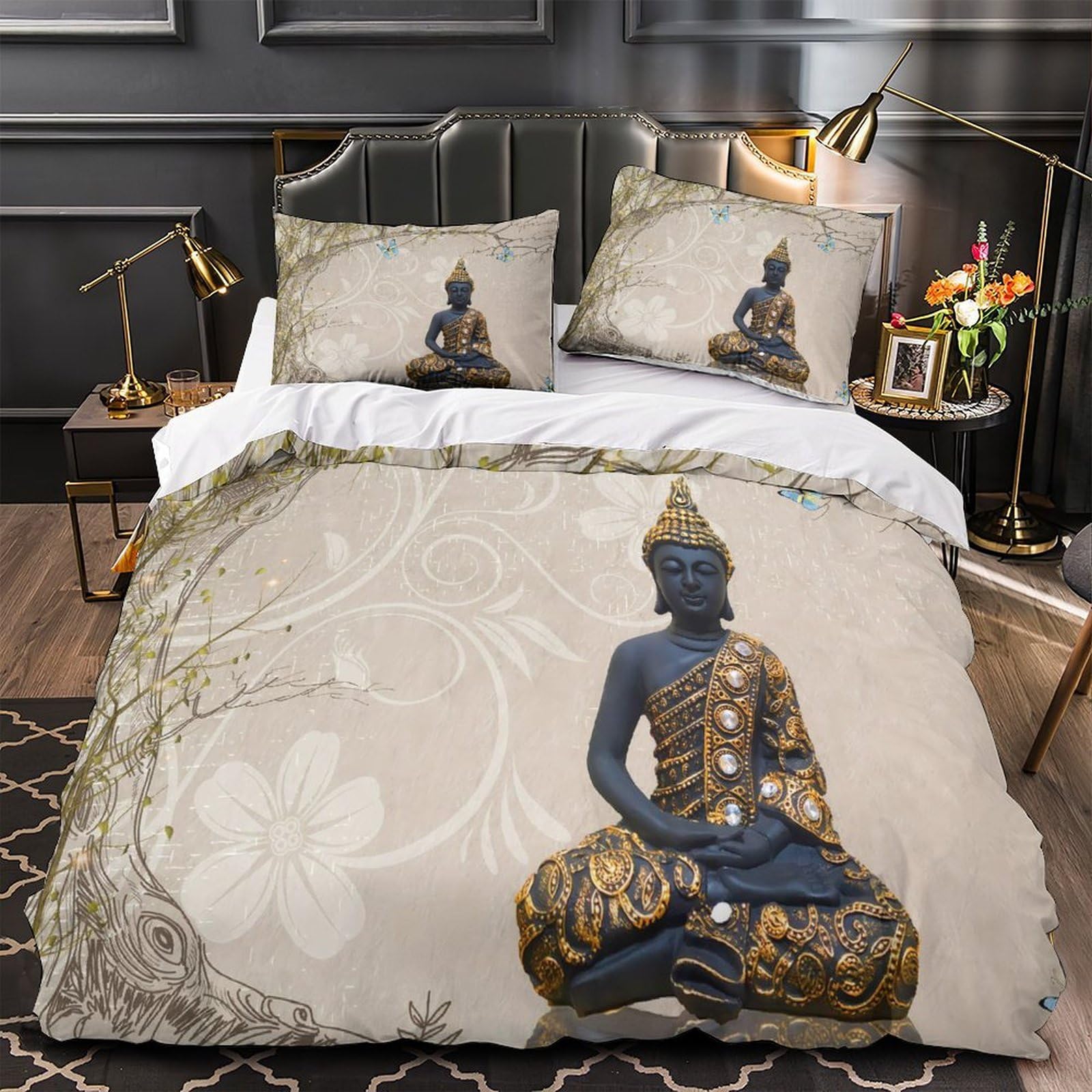 Housse de couette Bouddha parure de lit zen 140x200 fille ado 3D