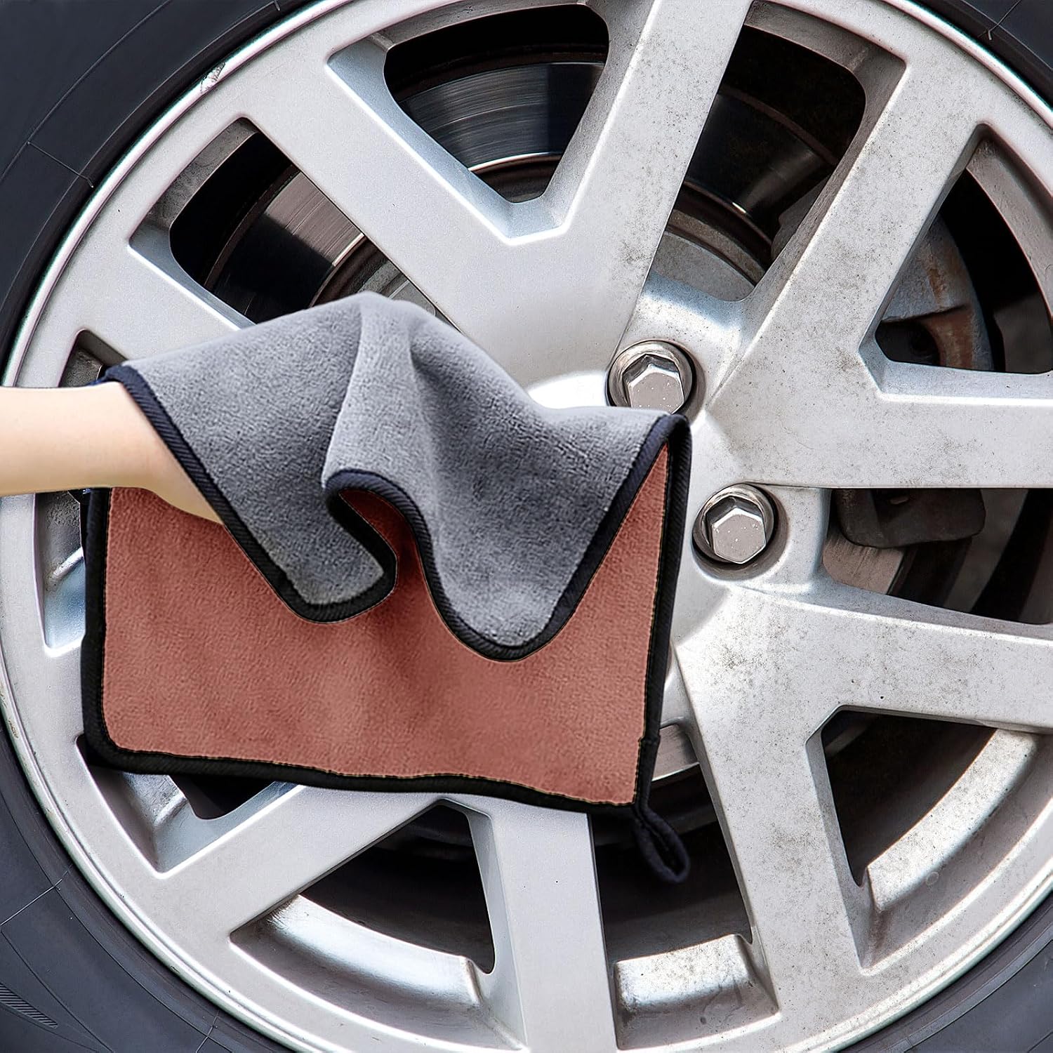 Microfiber Car Drying Towel,Car Drying Towels Extra Large Super Absorbent,5 Pack (Coffee, 30 * 30CM) image 5