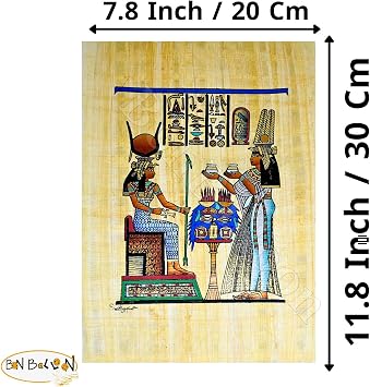 Authentic Egyptian Egypt Original Hand Painted Painting Papyrus Paper Pharaohs Ancients 7.8x11.8 ( 20 x 30 cm ) Cleopatra Nefertiti Nefertary Queens Hieroglyphic Scroll History Papyri Hieroglyphics