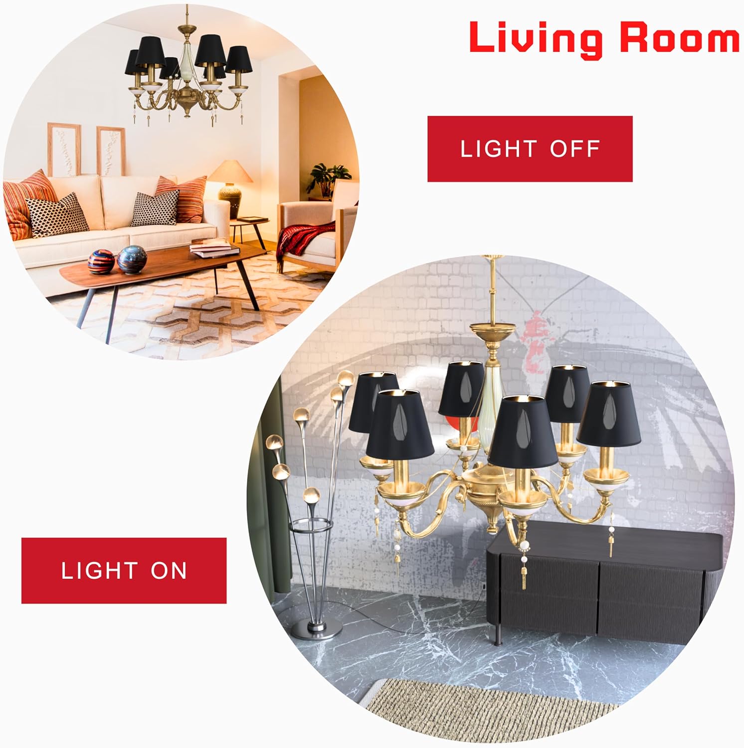 Louney handcrafted modern minimalist lamp shade, mini clip on lamp shade, small lamp shades compatible with multiple bulb types, 3x6x5 inches (Black)