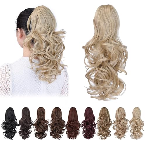 Miniatura 9 de Extensión de cola de caballo rubia, extensiones de cabello de cola de caballo de 14 pulgadas, extensiones de cola de caballo de cabello corto