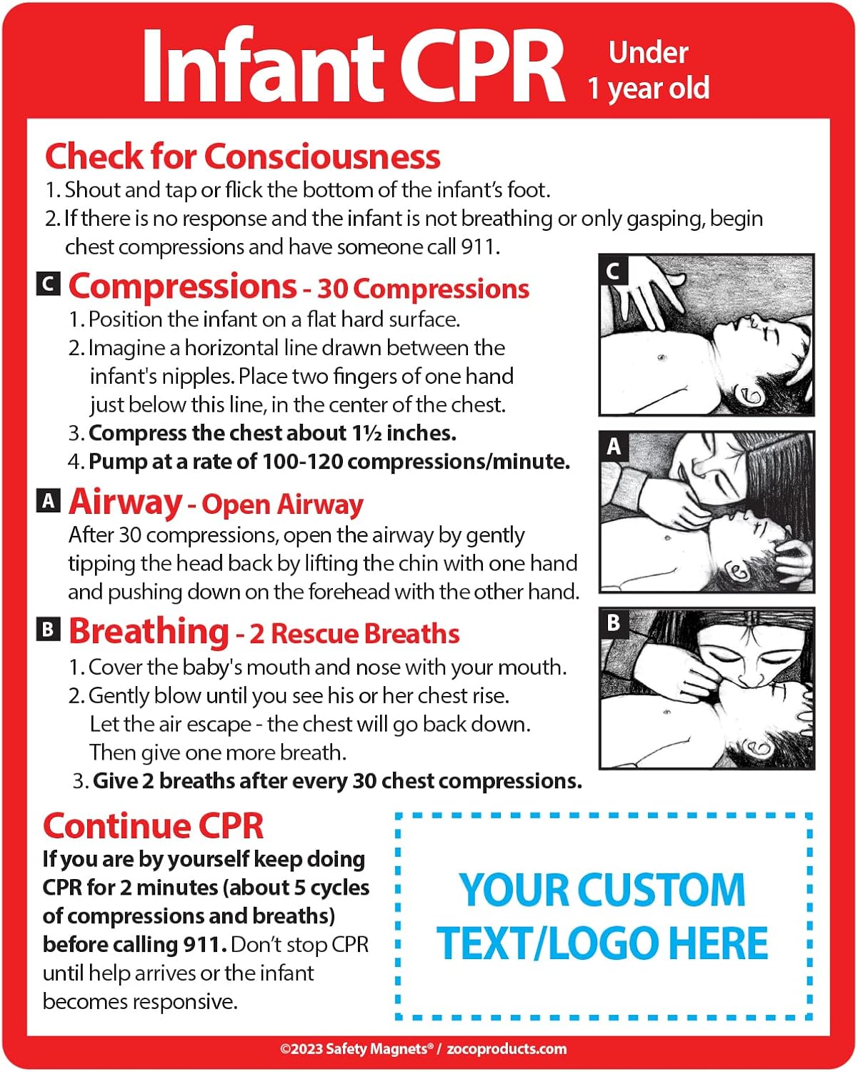 Safety Infant CPR Custom Fridge (Pack of