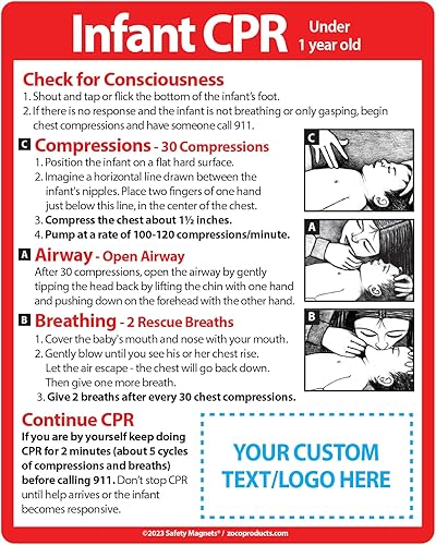 Safety Magnets - RCP infantil - Imán de refrigerador personalizado (paquete de 100) - Artículo promocional personalizado, folleto y regalos para