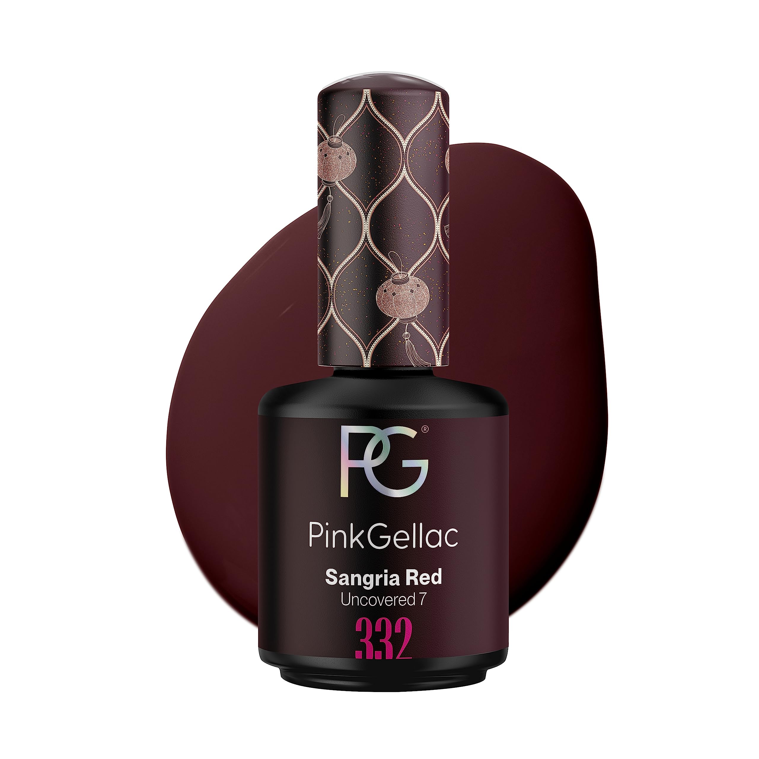 Pink Gellac UV Gel Nagellack - 332 Sangria Red 15 ml - Lang Anhaltend UV Nagellack Dunkelrot - Gel UV für 14 Tage Nägel in Salonqualität - Made in Holland