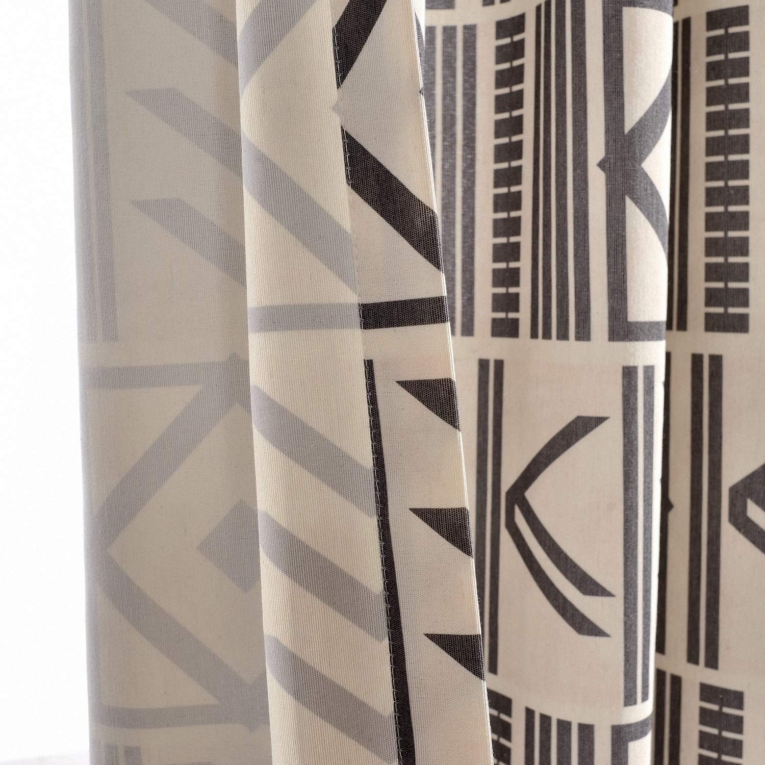 Melodieux Black Geometric Style Room Darkening Grommet Curtains for Living Room Dining Room Bedroom, 52 by 84 Inch, 2 Panels
