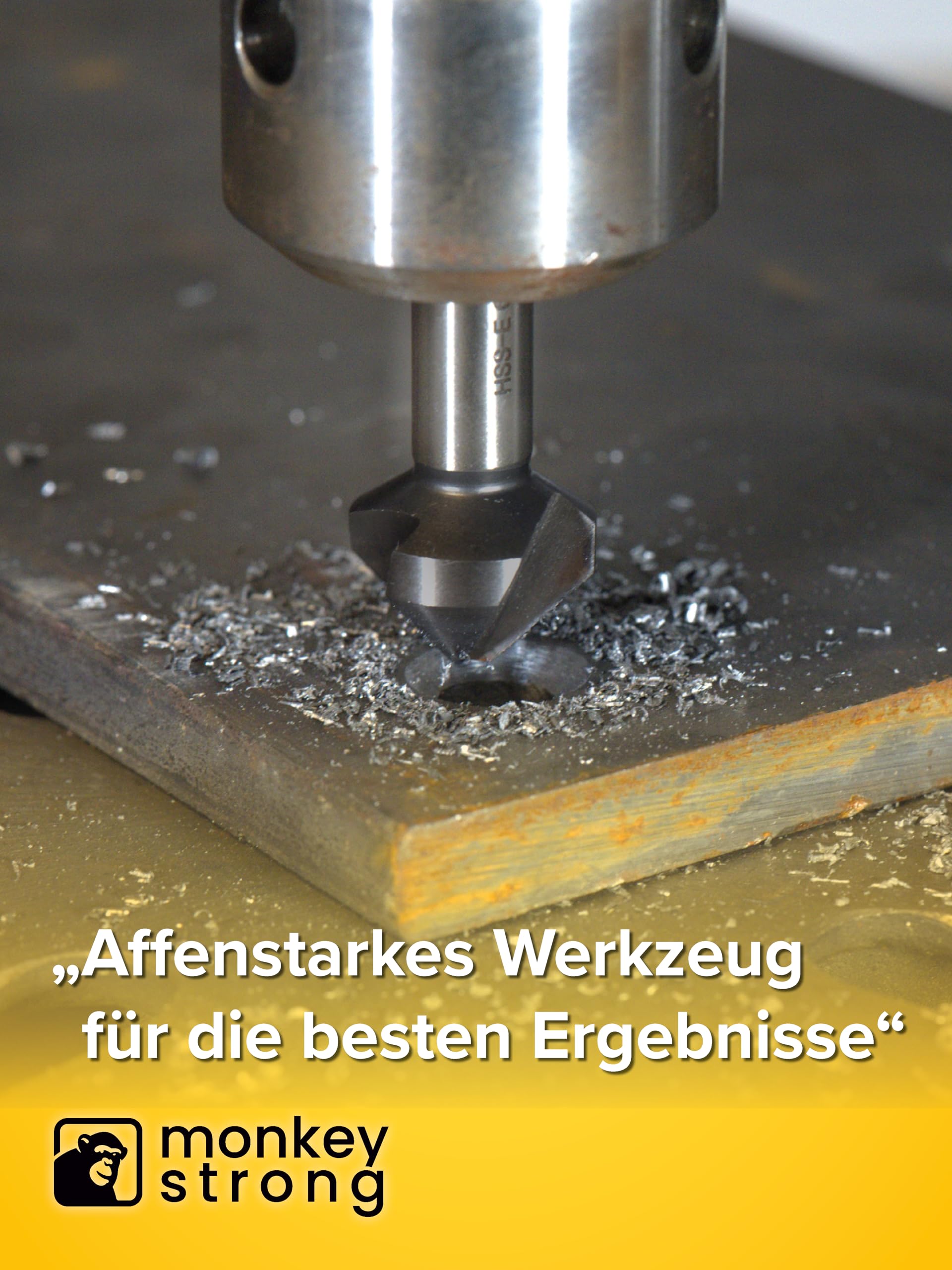 monkeystrong Kegelsenker Set Metall & Edelstahl HSS-E AlTiN 90° 6,3-20,5mm | Industriequalität, AlTiN bis 900°C, HSS-E Co5 Kobaltstahl, extra scharfer V-Schliff, Edelstahl, VA, Stahl, Alu, Kupfer
