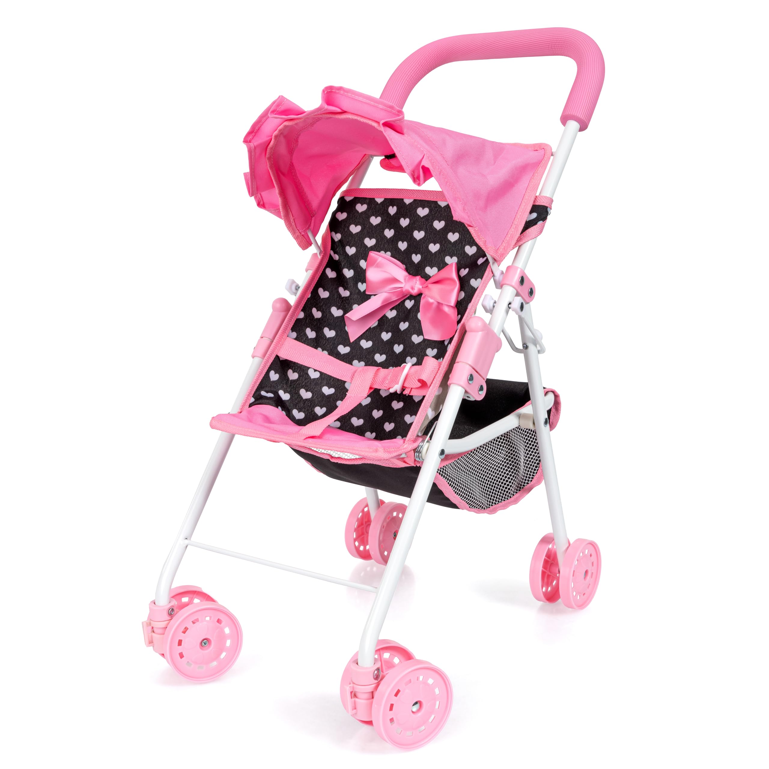 Silla de paseo para muñecas de metal resistente y ruedas dobles de fácil giro 8