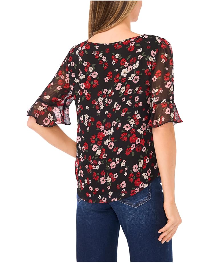 CeCe Split Tie Neck Ruffle Cuff Top - #2 of 3