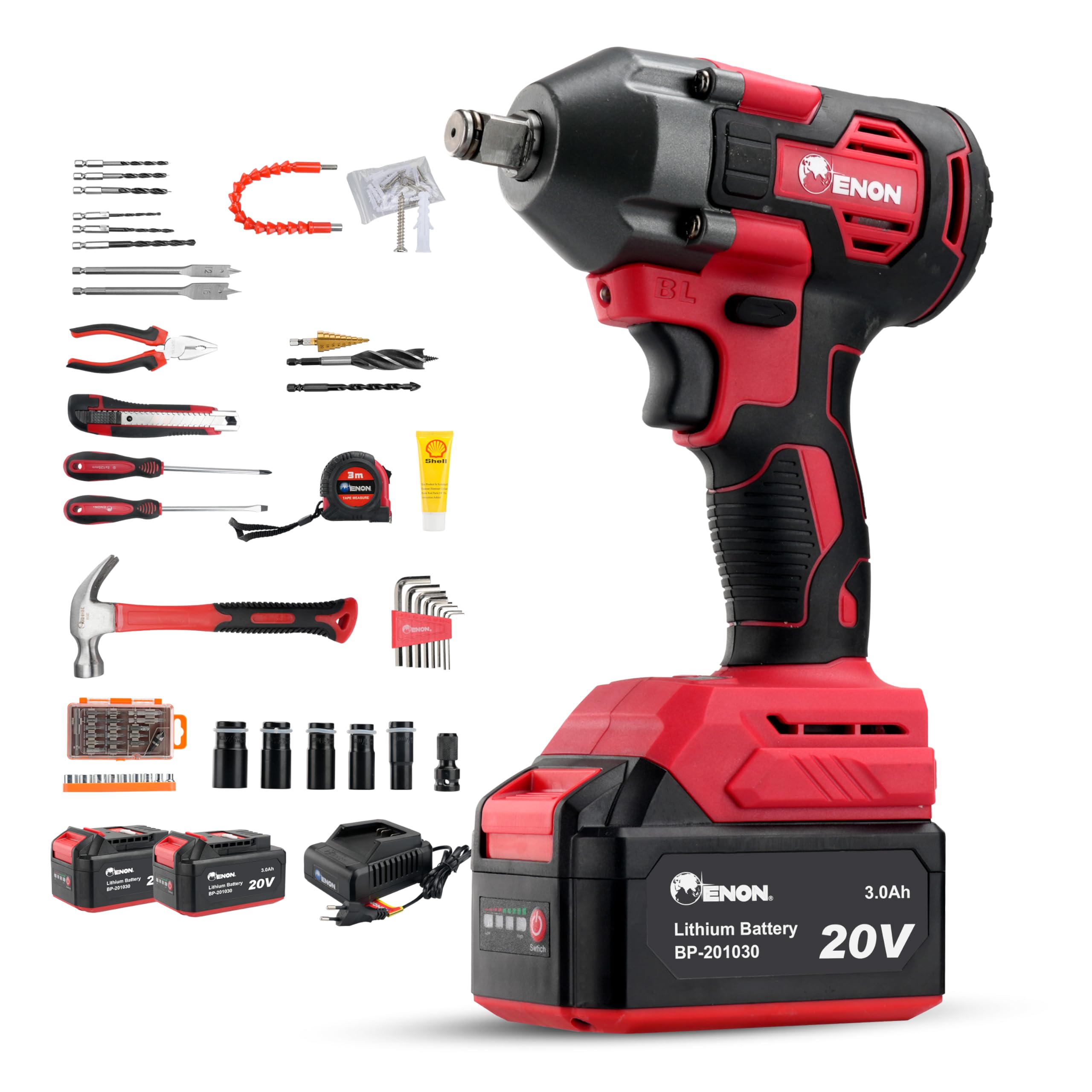 ENON 20V Cordless Impact Fixed Square Wrench Drill Kit 102 Pcs Accessories|Powerful Brushless Motor|410Nm Torque|1/2 Inch|Led Light|Forward&Reverse Rotation|2Pcs Li-Ion Batteries|Power Tools (B0CXF1T7W8) Amazon Price History, Amazon Price Tracker