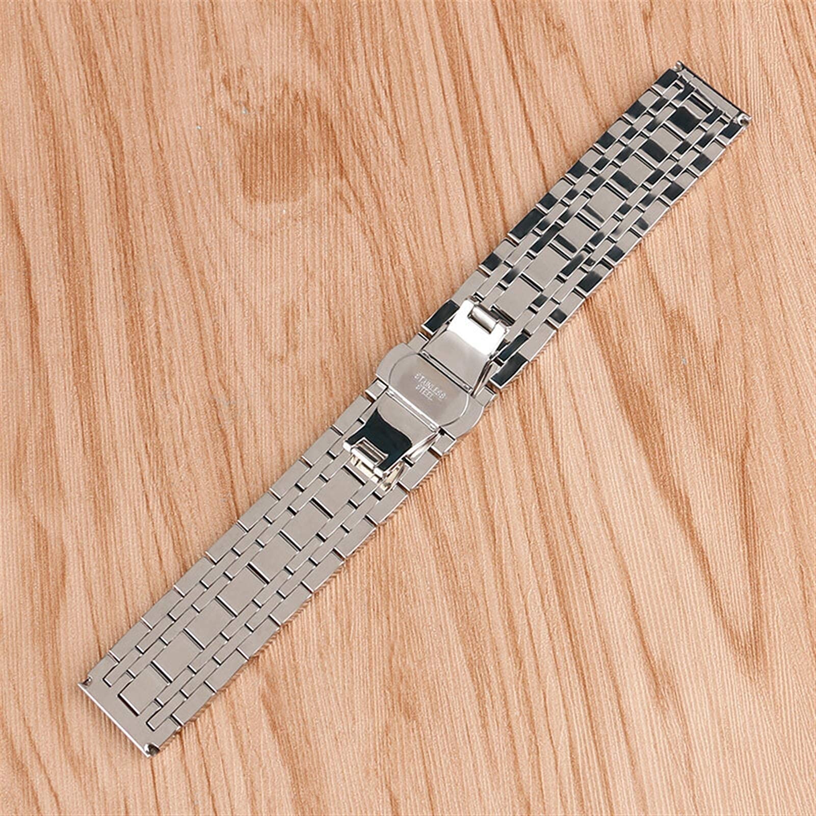 Correa de Reloj, Correa Plateada para Hombre de 20/22/24 mm, Repuesto de Correa de Acero Inoxidable para Mujer + 2 Barras de Resorte