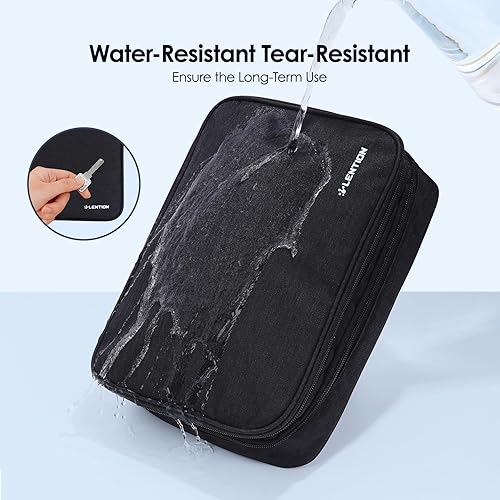 Miniatura 4 de LENTION Bolsa organizadora de cables para artículos electrónicos, organizador de cables de viaje, impermeable, doble capa, bolsa de almacenamiento