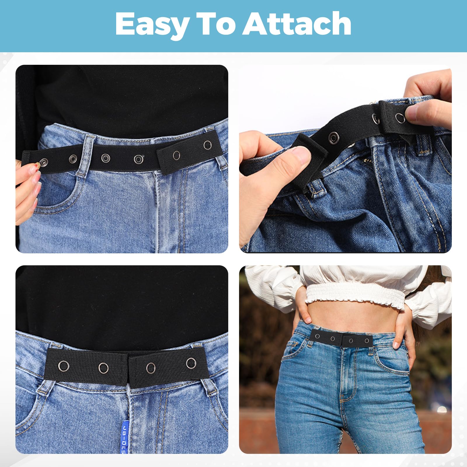 UGPLM 2 extensores de cintura reutilizables con botón a presión de repuesto ajustable elástico y soporte para pantalones vaqueros, extensores de botones elásticos para hombres y mujeres