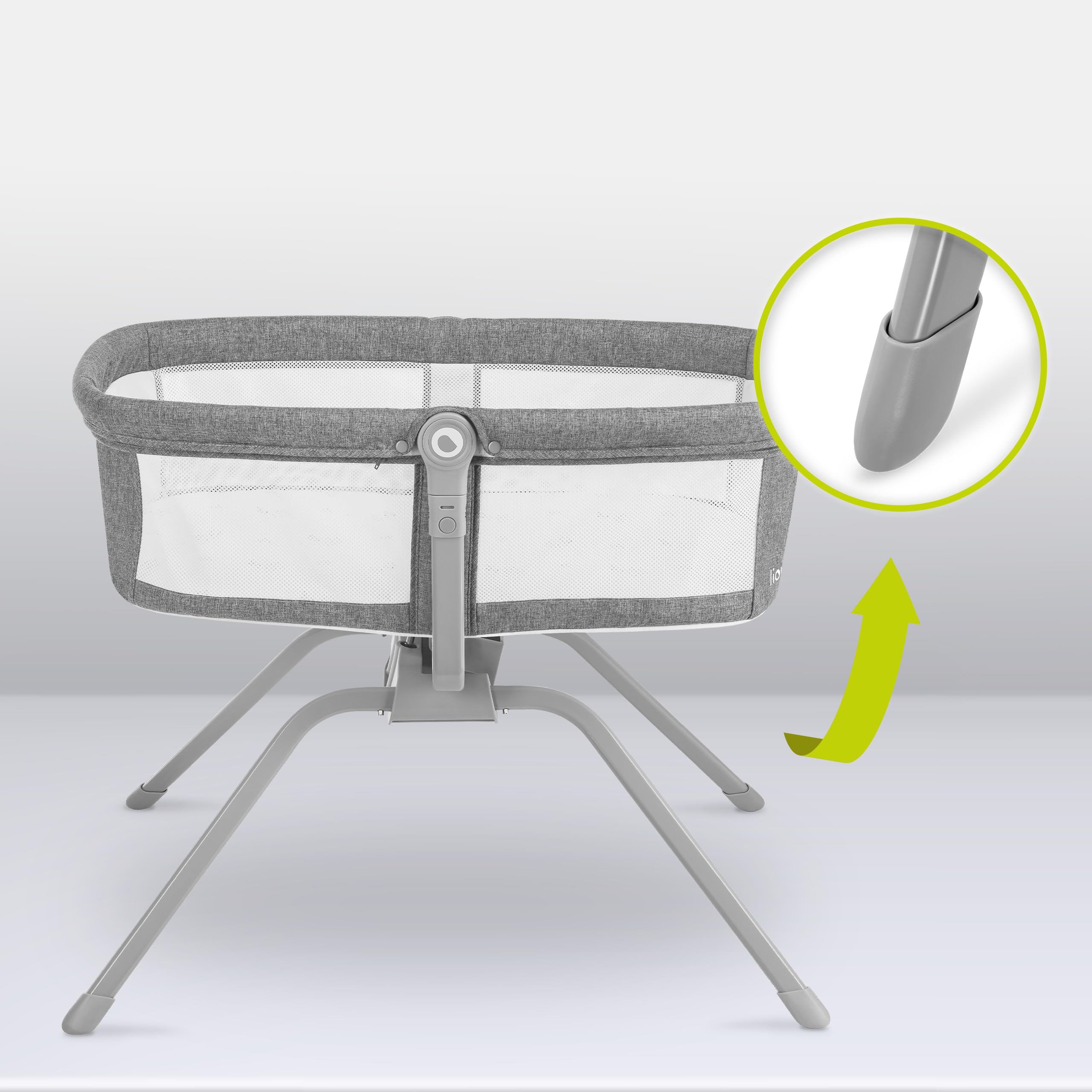 lionelo Malin EVO 3in1 Culla neonato e Lettino da viaggio con materasso per bambini da 0 a 9 kg Leggera e pieghevole Sistema a dondolo Regolazione, Montaggio veloce Lati in rete Cappottina Zanzariera