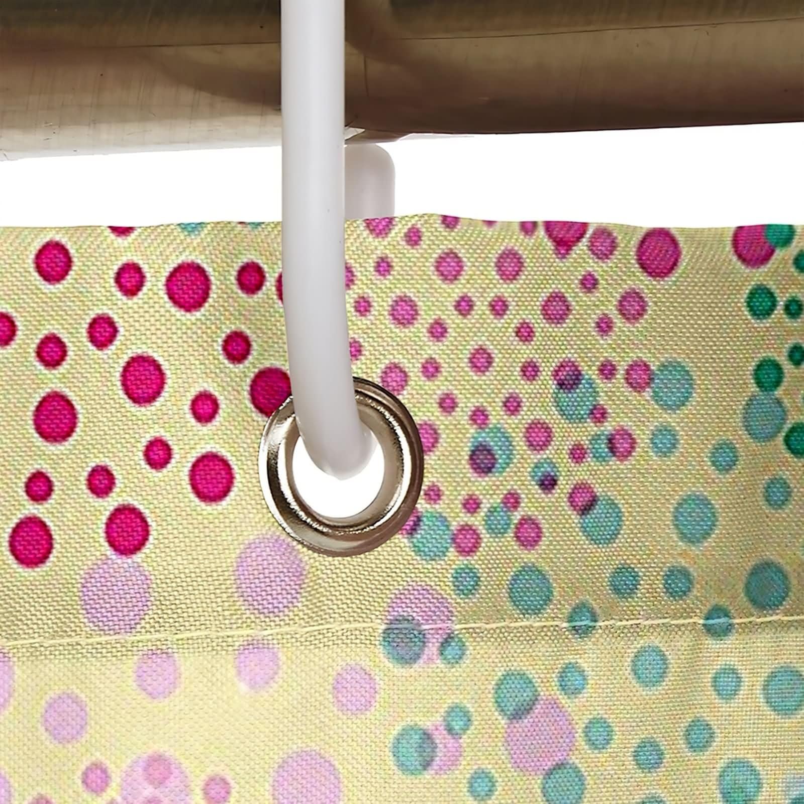 Duschvorhang 180X200, Duschvorhang Polyester Mehrfarbig Punkte Blumen Muster Badezimmer Duschvorhang
