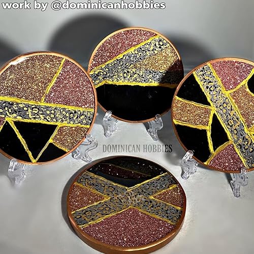 Miniatura 8 de ResinWorld Paquete de 4 moldes redondos de 4 pulgadas, moldes de silicona gruesos para fundición de resina, posavasos de silicona de ágata geoda,