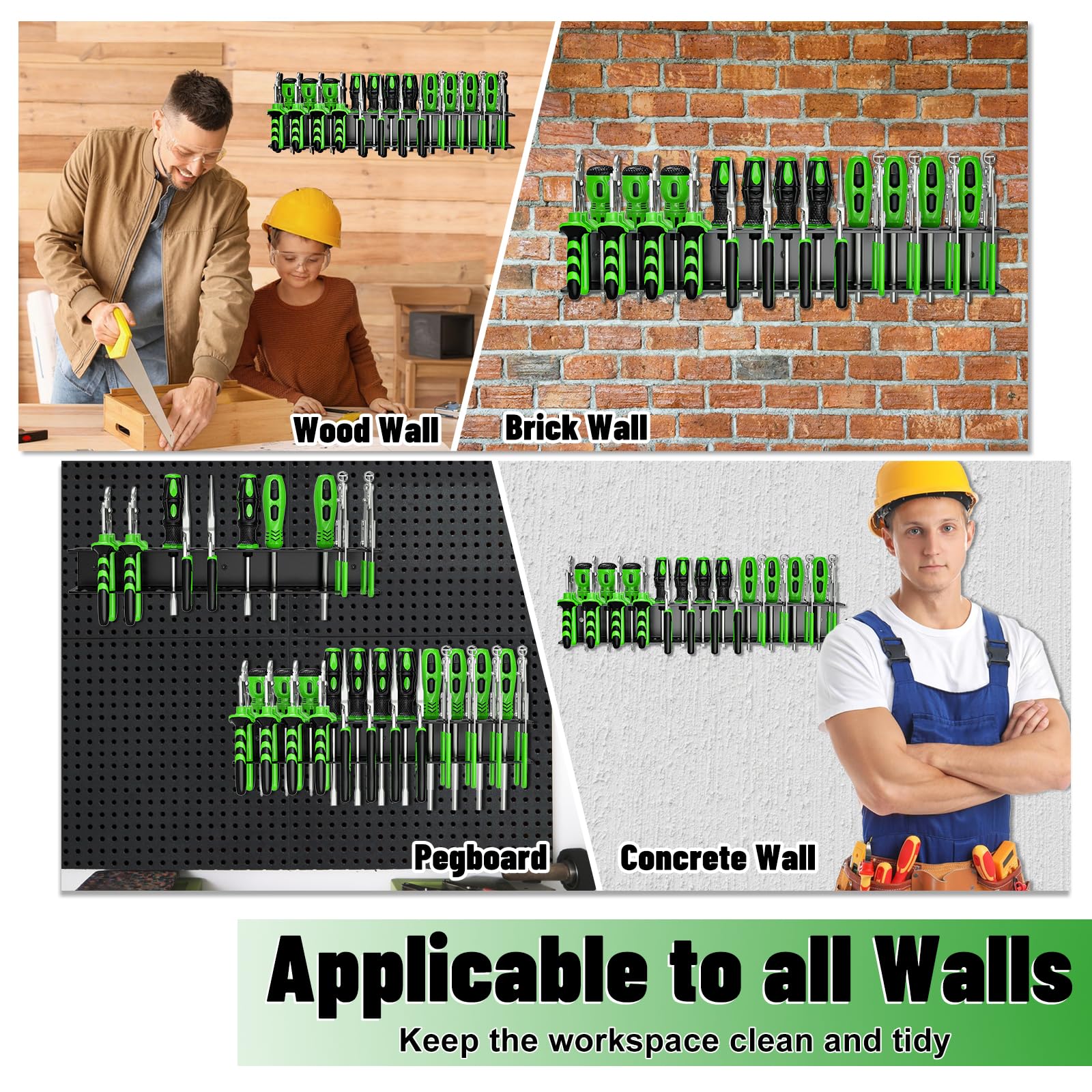 Soporte de pared para destornilladores, alicates, estante de almacenamiento de metal resistente para alicates, herramientas pequeñas, organizador de destornilladores, adecuado para garajes,