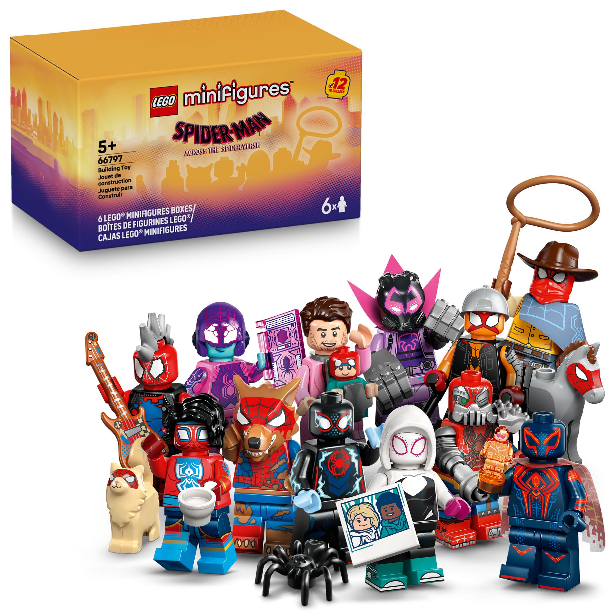 Amazon.com: LEGO Minifigures Spider-Man: Across The Spider-Verse 6 Pack -  Spider-Man Toys for Boys & Girls, Ages 5+ - Pretend Play Action Figures for  Kids - Gift for Birthdays - 66797 : Toys & Games