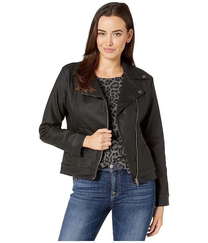 Liverpool  Coated Stretch Moto Jacket (Black) Womens Coat
