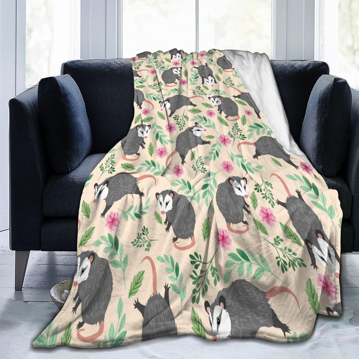 Possum Blanket for Adult Kids Opossum Blanket Possum Lovers Gifts Warm Soft Fluffy Animal Throw Blanket for Sofa Bed Home Decor Christmas Birthday Gift 50x40 Inch