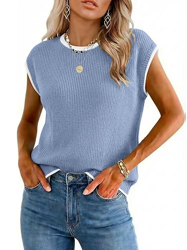 LaGracia Women's Sweater Vest Tops Pullover Tank Top Round Neck Cap Sleeve Lightweight 2026 Spring Summer Outfits