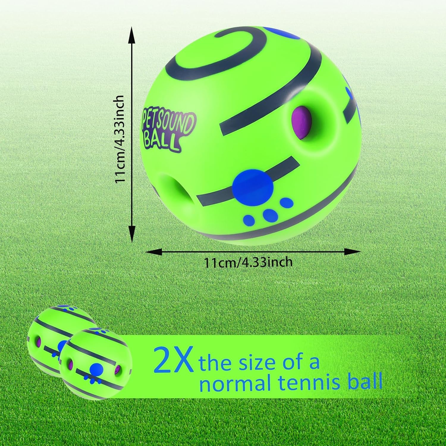 Tails Balle sonore interactive pour chiens et chiots | sons couineurs amusants | Matériaux sans danger pour les animaux de compagnie | Convient à toutes les races de chiens | Taille – Grands