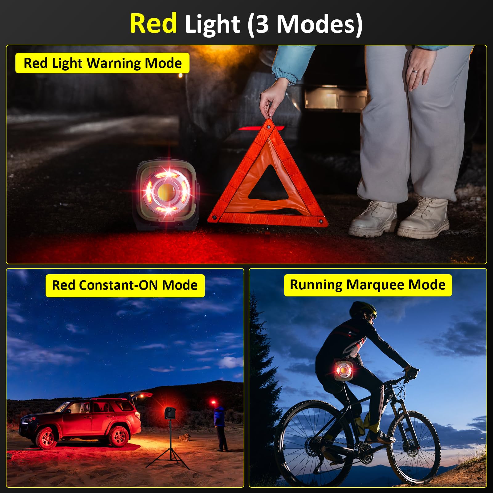 MASMEJOR Foco LED Recargable 10000mAh con Imán, Luz de Trabajo 1500LM 30W con Regulación Continua, IPX4, 360° Rotación para Taller, Reparación de Autos, Camping, Emergencias