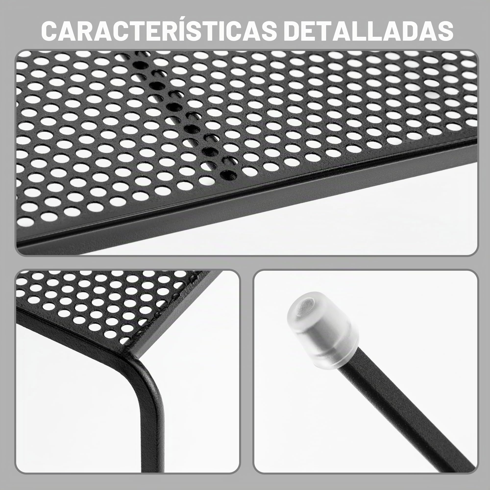 STOTSELL Set de 4 Estantes Organizadores para Armario de Cocina, Estanterías Apilables de Malla Metálica con Pies Antideslizantes, Almacenamiento Resistente para Despensa, Negro