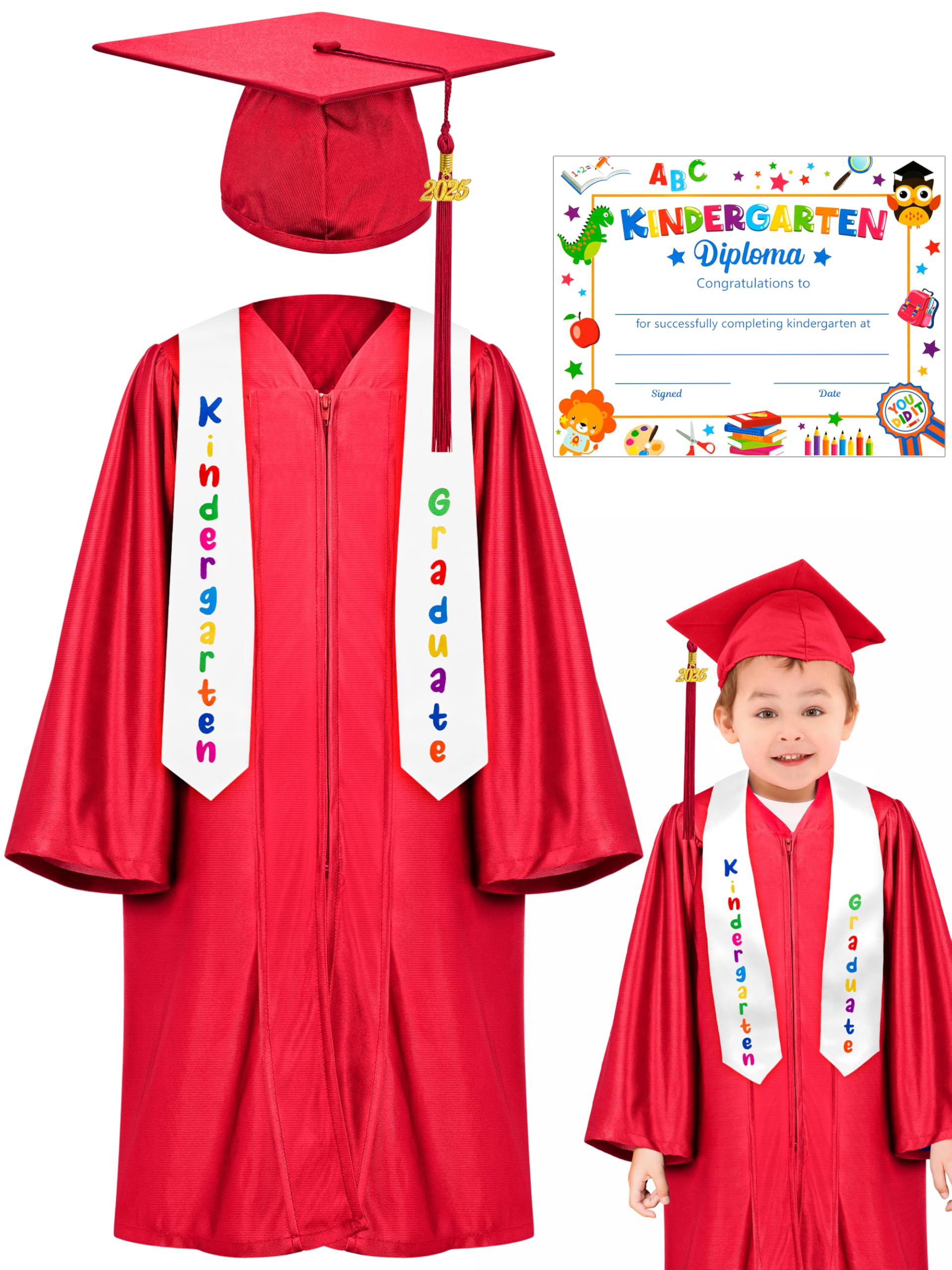 Snapklik.com : QZYL Kindergarten Graduation Cap And Gown Set, 2025 Kids ...