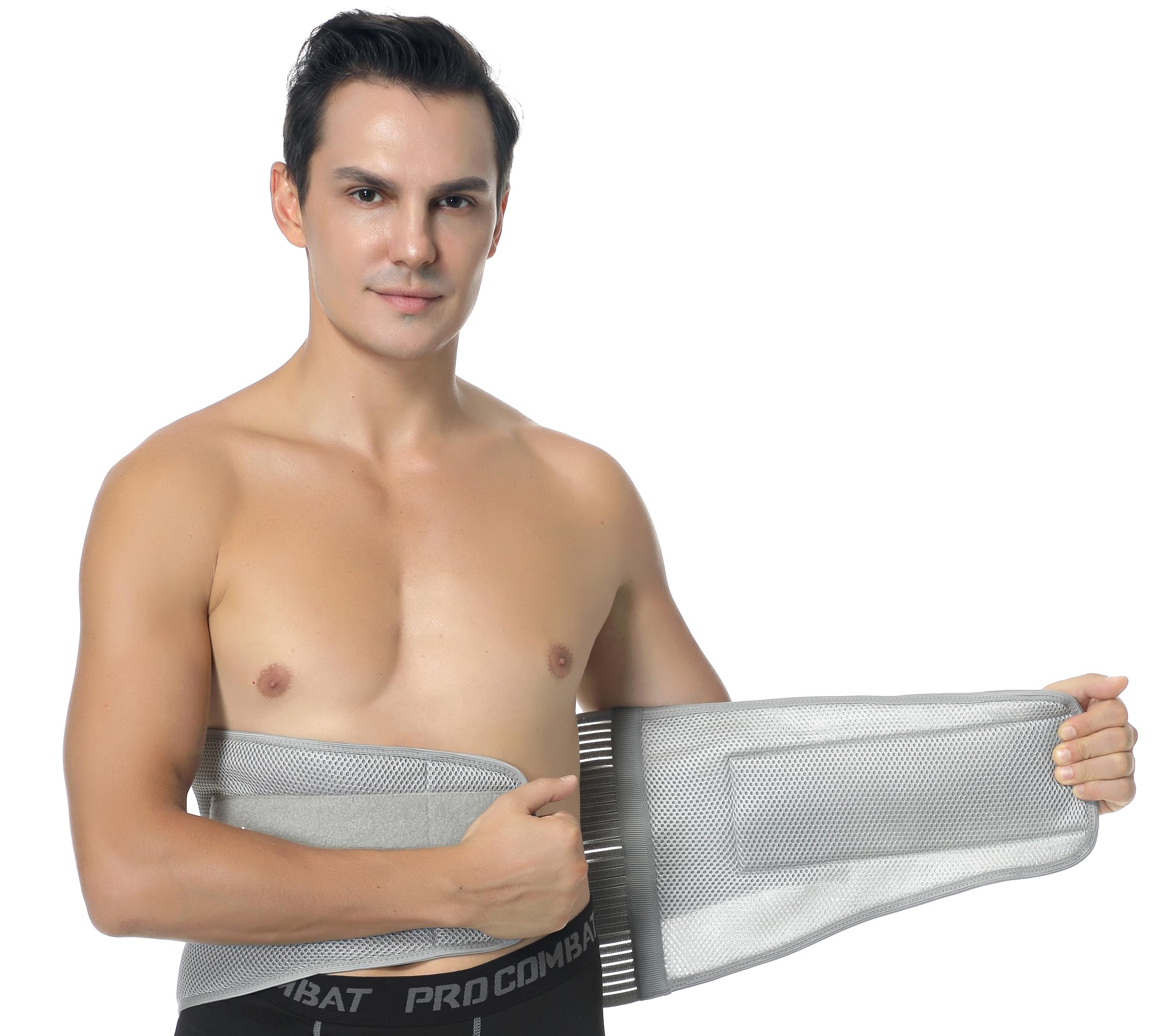 NEOtech Care - Fascia lombare supporto schiena - cintura lombare - AMPIO supporto, compressione regolabile e traspirante (Grigio, L)