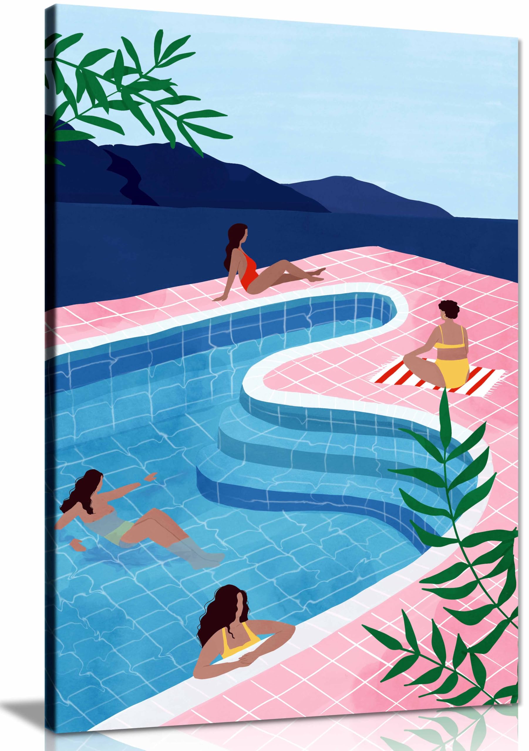 Panther Print Women's Framed Canvas Pool Print, Pictures For Home Walls, Bedroom, Living Room & Bathroom Decor 91X61cm (36X24in)