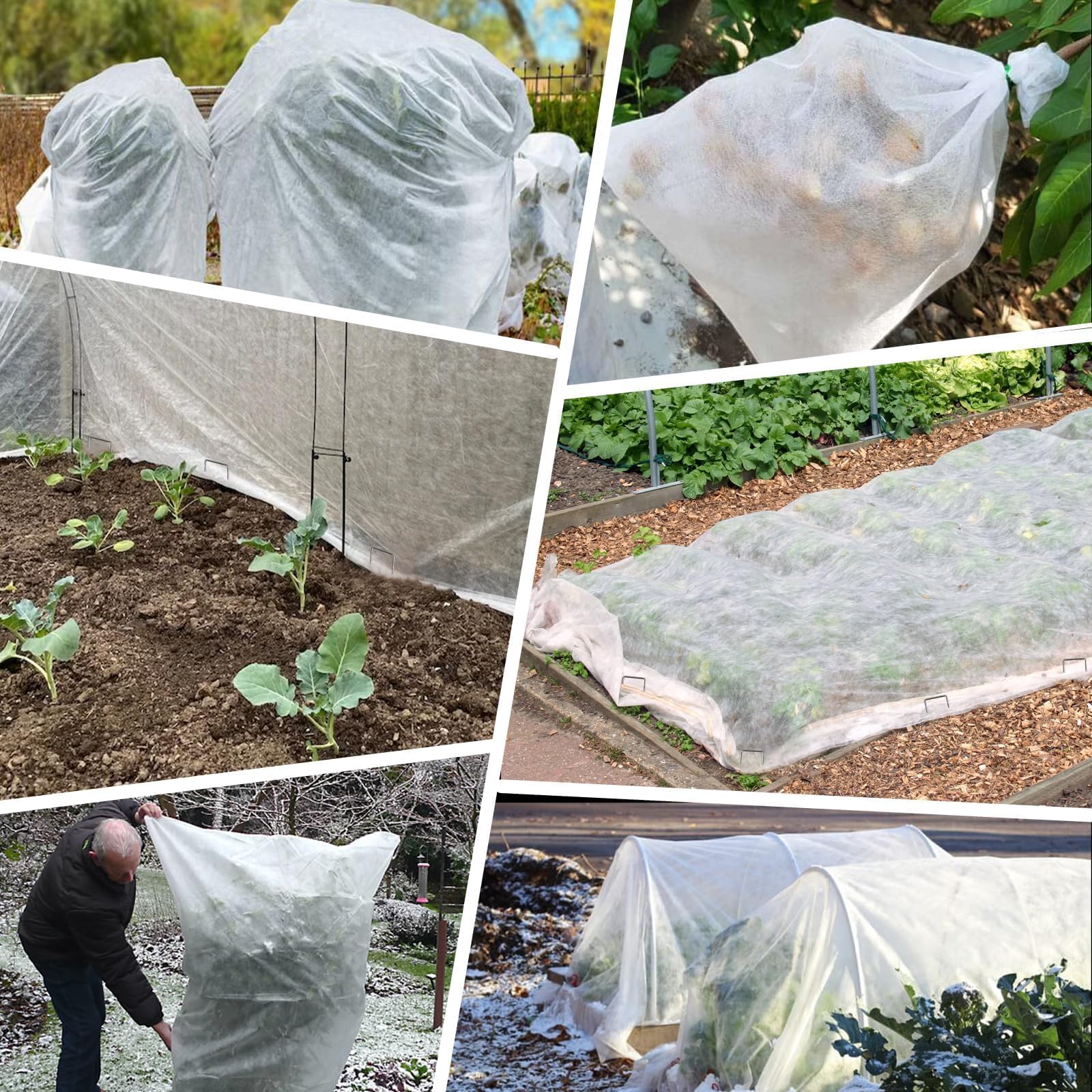 kockuu Cubiertas para plantas, protección contra la congelación, 10 x 30 pies, mantas blancas para plantas al aire libre, cubiertas flotantes de invierno para hileras de jardín, tela no tejida para
