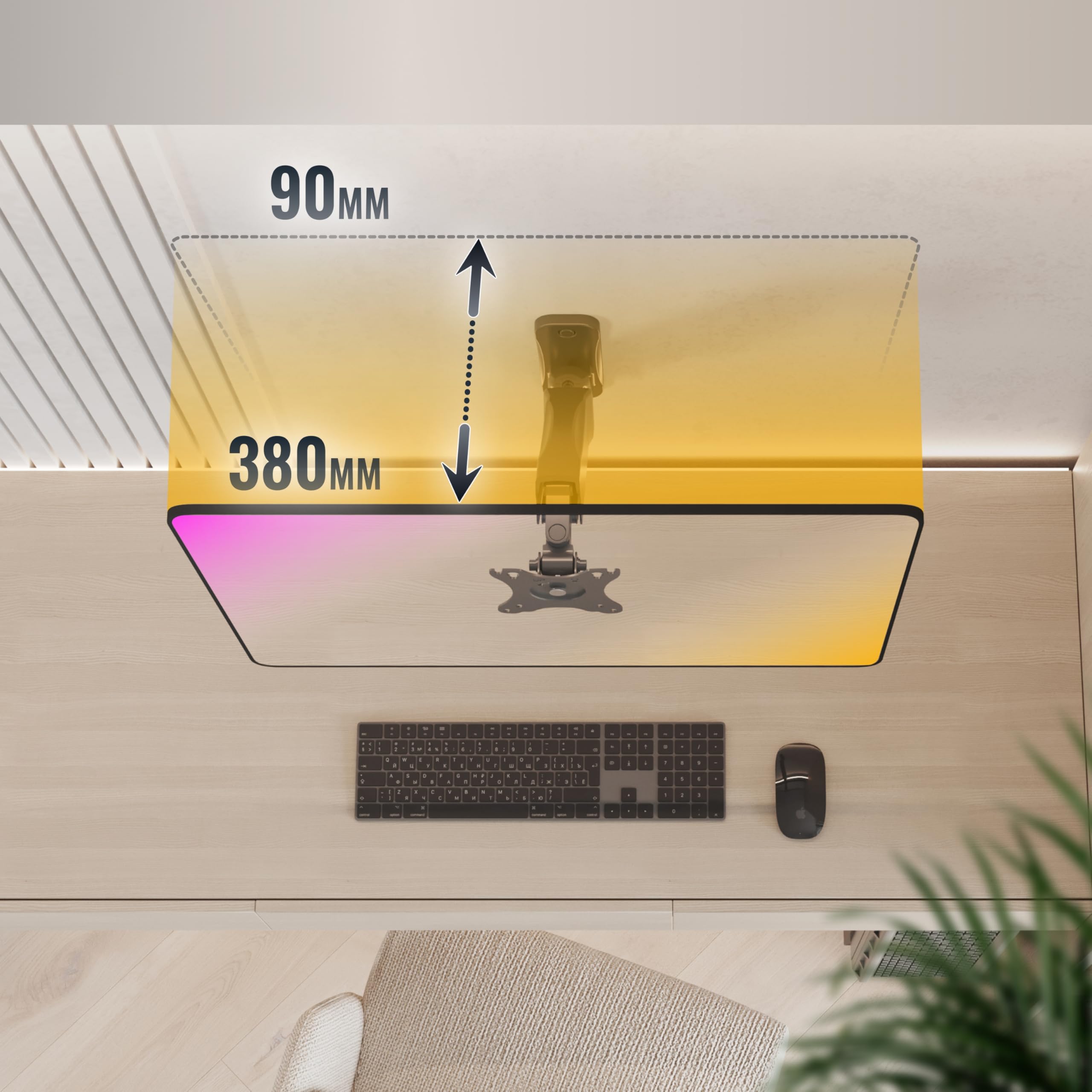 RICOO S4811 Supporto monitor da parete Staffa schermo 13-32 pollici per 13 32 pollici girevole inclinabile fino a 9 kg max VESA 100x100