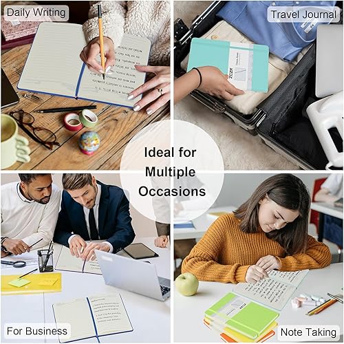 Miniatura 9 de ZCZN Paquete de 8 cuadernos rayados, 192 páginas A5 de cuero de tapa dura para el trabajo, escritura, escuela y viajes, cuadernos de diario con