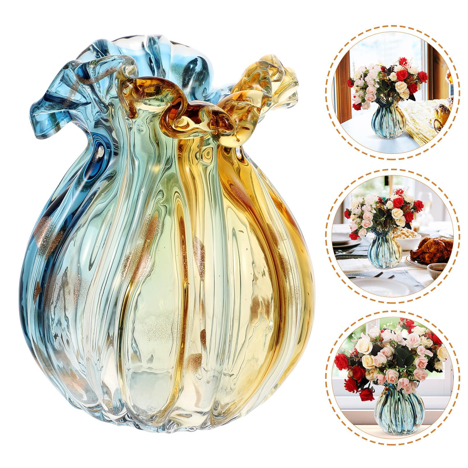 Alasum Jarrón de Vidrio Moderno para Flores Secas Seda Diseño Único, Decoración Delicada Adecuado para Aniversarios y Regalos de Inauguración de Casa