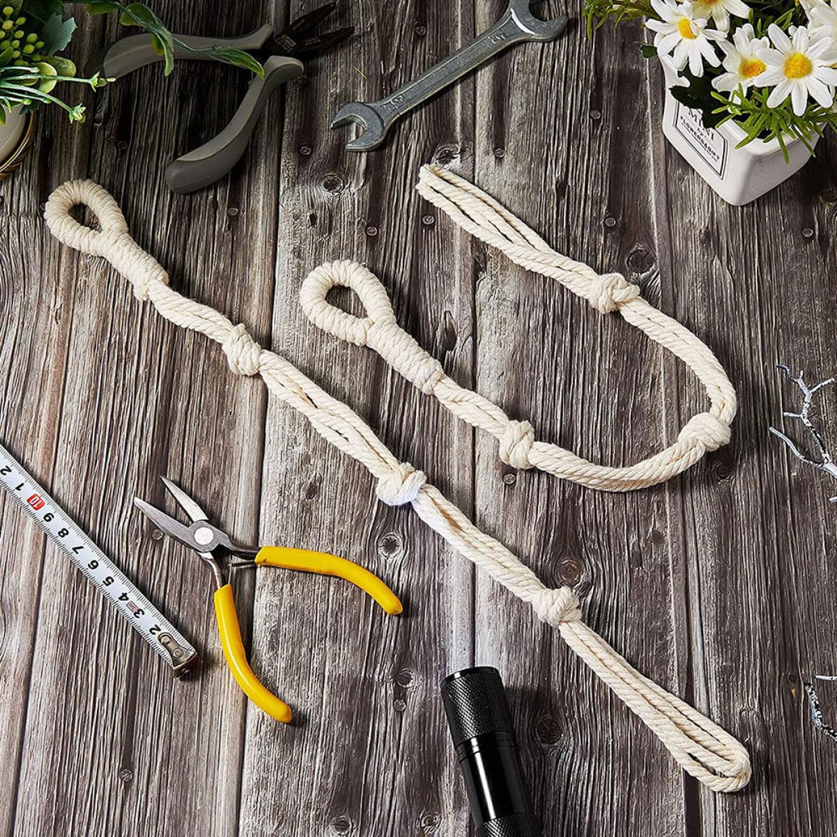 Alipis Lot De 5 Supports Muraux en Macramé pour Pots De Fleurs Robustes Et Sûrs À Suspendre Décoratifs pour La Maison 4 Pièces X 5