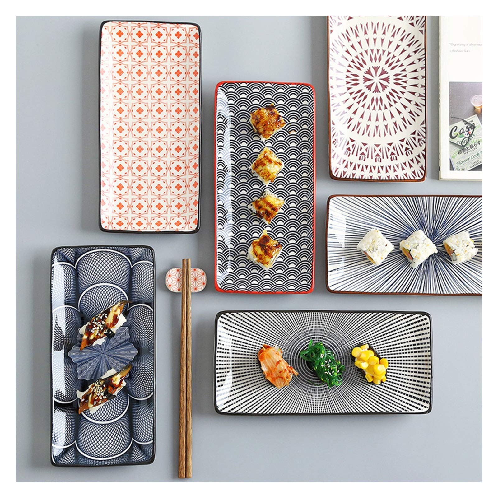 Plato Llano, vajilla para Fiestas, vajilla, Plato de Sushi, Plato Rectangular Creativo esmaltado, Platos fríos para el hogar, 1 Pieza, E, Talla única