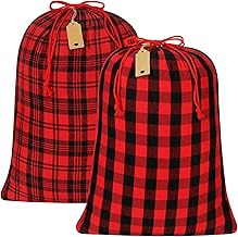 HRX Package Santa Sack,2pcs 71x51 Large Plaid Fabric Festival Bag for Presents Wrapping,Wedding Birthday Party Favors Santa Sacks